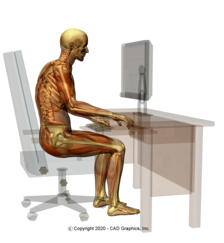 Sitting hunched over